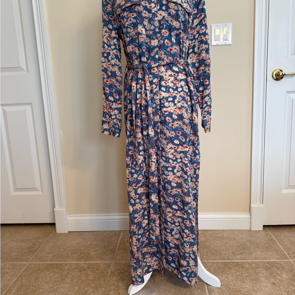 Haute Hippie Blue and Pink Floral Long Sleeve Dress